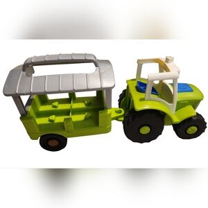 Fisher Price Little People Green Farm Tractor with Trailer Playset Toddler Toy
